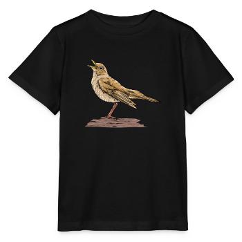 Nightingale I Garden Bird Songbird Motif for - Stanley/Stella MINI CREATOR Kids’ T-Shirt - black - Front - Mikhail (115cm)