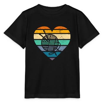 Retro Knitting Knitting Needle Knitting Needle Knitting - Stanley/Stella MINI CREATOR Kids’ T-Shirt - black - Front - Mikhail (115cm)
