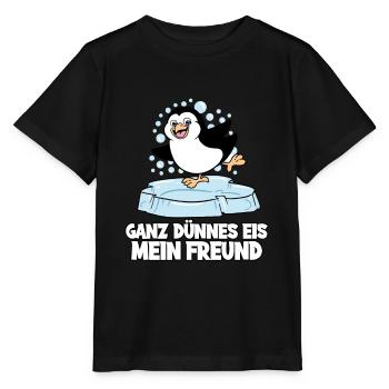 Ganz Dünnes Eis Mein Freund Pinguin Eisscholle - Stanley/Stella Kinder T-Shirt MINI CREATOR  - Schwarz - Vorne - Mikhail (115cm)