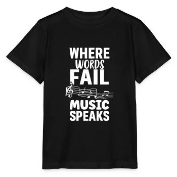 Where Words Fail Music Speaks Musiknote - Stanley/Stella Kinder T-Shirt MINI CREATOR  - Schwarz - Vorne - Mikhail (115cm)