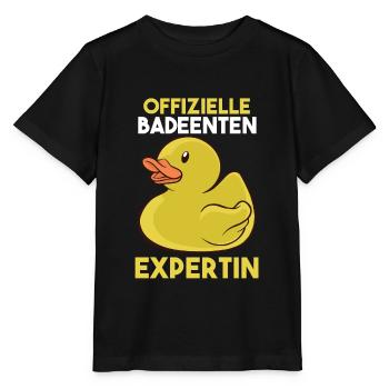 Ente Quitscheente Badeenten - Stanley/Stella Kinder T-Shirt MINI CREATOR  - Schwarz - Vorne - Mikhail (115cm)