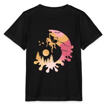 Kletterin am Berg mit Wald motiv - geschenkidee - Stanley/Stella Kinder T-Shirt MINI CREATOR  - Schwarz - Vorne - Mikhail (115cm)