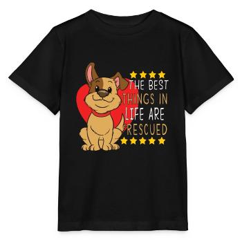 DOG RESCUE ANIMAL RIGHTS RESCUE DOG ADOPTION - Stanley/Stella MINI CREATOR Kids’ T-Shirt - black - Front - Mikhail (115cm)
