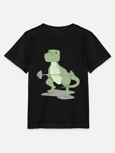 Lustiger Dinosaurier Muskeltraining Kraftsport - Stanley/Stella Kinder T-Shirt MINI CREATOR  - Schwarz
