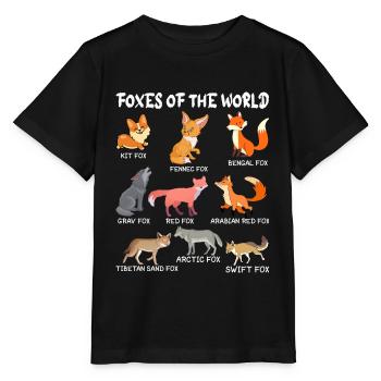 Renards Renards Forêt Animal Renard roux - T-shirt bio MINI CREATOR Stanley/Stella Enfant - noir - Devant - Mikhail (115cm)