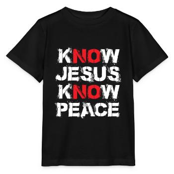 Know Jesus Know Peace - Stanley/Stella MINI CREATOR Kids’ T-Shirt - black - Front - Mikhail (115cm)