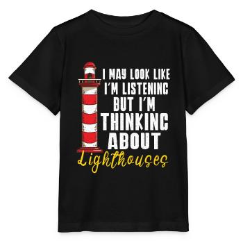 Lighthouse Seaside Nautical I Love Lighthouse - Stanley/Stella MINI CREATOR Kids’ T-Shirt - black - Front - Mikhail (115cm)