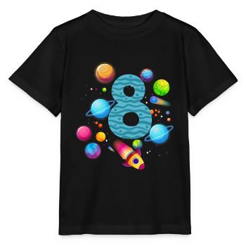 8. Geburtstag Jungen 8 Jahre Planeten Geburtstag - Stanley/Stella Kinder T-Shirt MINI CREATOR  - Schwarz - Vorne - Mikhail (115cm)