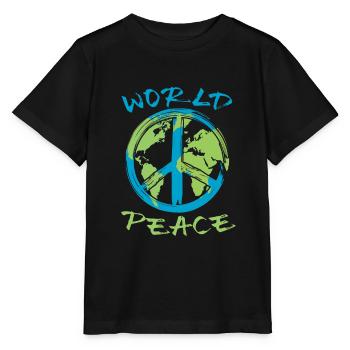 Weltfrieden Erde Planet Friedenszeichen - Stanley/Stella Kinder T-Shirt MINI CREATOR  - Schwarz - Vorne - Mikhail (115cm)