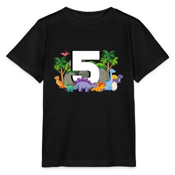 5. Geburtstag 5 Jahre Dino Dinosaurier Fan - Stanley/Stella Kinder T-Shirt MINI CREATOR  - Schwarz - Vorne - Mikhail (115cm)