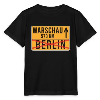 Warschau Berlin Umzug Ortschild - Stanley/Stella Kinder T-Shirt MINI CREATOR  - Schwarz - Vorne - Mikhail (115cm)