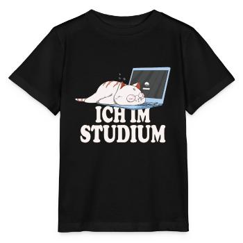 Ich im Studium schlafende katze - Stanley/Stella Kinder T-Shirt MINI CREATOR  - Schwarz - Vorne - Mikhail (115cm)