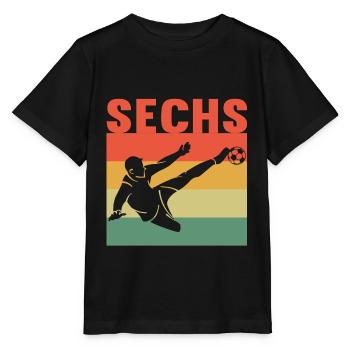6 Jahre süßes Fußball Fußballer 6. Geburtstag - Stanley/Stella Kinder T-Shirt MINI CREATOR  - Schwarz - Vorne - Mikhail (115cm)