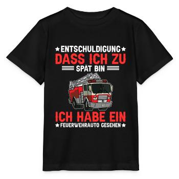 Feuerwehrauto gesehen Feuerwehrmann Vater Kind - Stanley/Stella Kinder T-Shirt MINI CREATOR  - Schwarz - Vorne - Mikhail (115cm)
