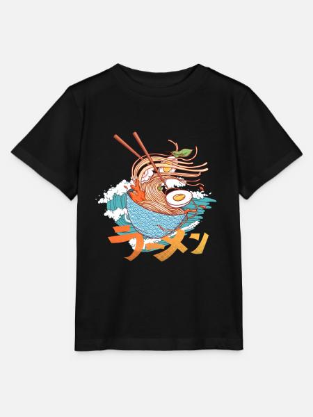 Ramen Suppe Hokusai große Welle Kanagawa Hiragana - Stanley/Stella Kinder T-Shirt MINI CREATOR  - Schwarz