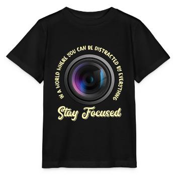 Photographie Prise de vue Appareil photo Objectif - T-shirt bio MINI CREATOR Stanley/Stella Enfant - noir - Devant - Mikhail (115cm)