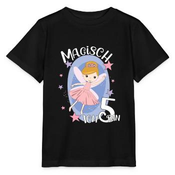 Geburtstagsshirt 5 Jahre Mädchen 5. Geburtstag Fee - Stanley/Stella Kinder T-Shirt MINI CREATOR  - Schwarz - Vorne - Mikhail (115cm)