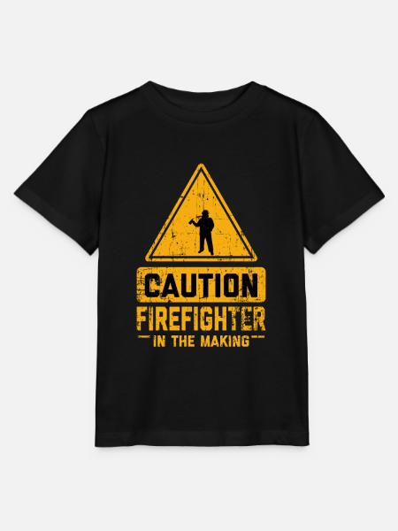 CAUTION Firefighter In The Making - Stanley/Stella Kinder T-Shirt MINI CREATOR  - Schwarz