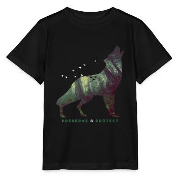 Preserve & Protect Climate Protection Wolf - Stanley/Stella MINI CREATOR Kids’ T-Shirt - black - Front - Mikhail (115cm)