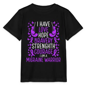 Migraine Awareness Peace Hope Migraine Warrior - Stanley/Stella MINI CREATOR Kids’ T-Shirt - black - Front - Mikhail (115cm)