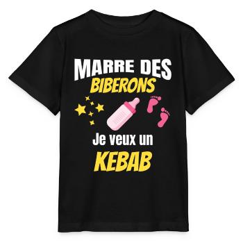 marre des biberons, je veux un kebab. Bébé - T-shirt bio MINI CREATOR Stanley/Stella Enfant - noir - Devant - Mikhail (115cm)