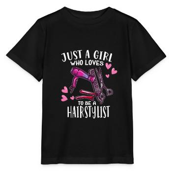 Juste une fille qui aime être coiffeuse - T-shirt bio MINI CREATOR Stanley/Stella Enfant - noir - Devant - Mikhail (115cm)