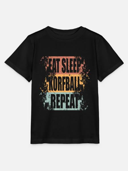 Korfbal Eat Sleep Repeat - Stanley/Stella Kinder-T-shirt MINI CREATOR  - zwart
