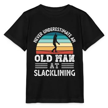 Old Man at Slacklining Fathers Day Funny Gift - Stanley/Stella MINI CREATOR Kids’ T-Shirt - black - Front - Mikhail (115cm)