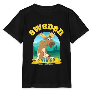 Schweden Sverige Elch auf freiem Fuß - Stanley/Stella Kinder T-Shirt MINI CREATOR  - Schwarz - Vorne - Mikhail (115cm)