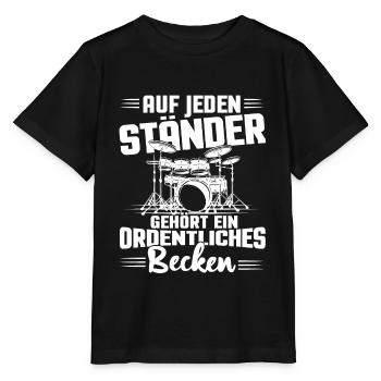 Schlagzeug Auf jeden Ständer gehört ein Becken - Stanley/Stella Kinder T-Shirt MINI CREATOR  - Schwarz - Vorne - Mikhail (115cm)