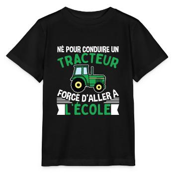 Forcé D'aller À L'école Cadeau Tracteur - T-shirt bio MINI CREATOR Stanley/Stella Enfant - noir - Devant - Mikhail (115cm)
