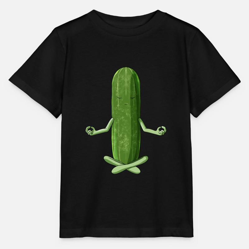 Fun Yoga Légume Méditation Concombre - T-shirt bio MINI CREATOR Stanley/Stella Enfant - noir