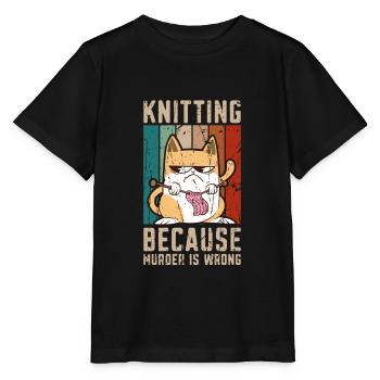 Stricken, weil Mord falsch ist - Yarn Wool - Stanley/Stella Kinder T-Shirt MINI CREATOR  - Schwarz - Vorne - Mikhail (115cm)