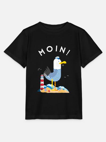 Moin Möwe Kapitän Norddeutschland Plattdeutsch - Stanley/Stella Kinder T-Shirt MINI CREATOR - Schwarz