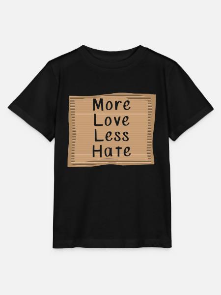 More Love Less Hate - Stanley/Stella T-shirt MINI CREATOR til børn - sort