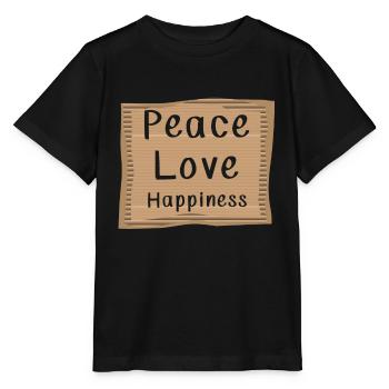 Déclaration politique Amour Bonheur Paix - T-shirt bio MINI CREATOR Stanley/Stella Enfant - noir - Devant - Mikhail (115cm)