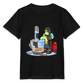 Schweißen Metall Mittelfingerschweisser - Stanley/Stella Kinder T-Shirt MINI CREATOR  - Schwarz - Vorne - Mikhail (115cm)