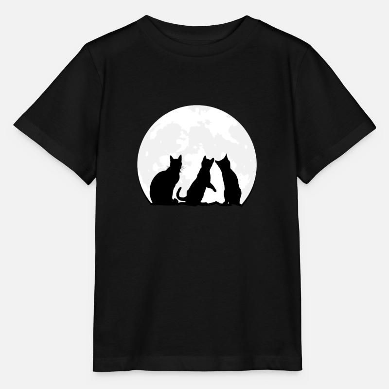 Drei Tabby-Katzen starren auf den Mond - Cute Cat - Stanley/Stella Kinder T-Shirt MINI CREATOR  - Schwarz