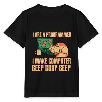 I Are A Programmer I Make Computer Beep Boop Beep - Stanley/Stella MINI CREATOR Kids’ T-Shirt - black - Front - Mikhail (115cm)