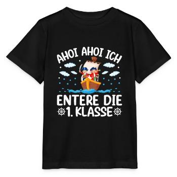 Erstklässler Einschulung Geschenk Pirat - Stanley/Stella Kinder T-Shirt MINI CREATOR  - Schwarz - Vorne - Mikhail (115cm)