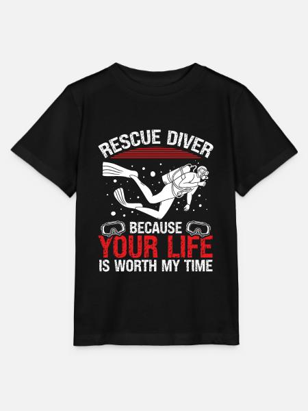 Plongée scuba Rescue Plongée Humour Rescue Diver - T-shirt bio MINI CREATOR Stanley/Stella Enfant - noir