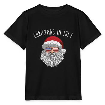 Christmas In July Weihnachtsmann Amerika Flagge - Stanley/Stella Kinder T-Shirt MINI CREATOR  - Schwarz - Vorne - Mikhail (115cm)
