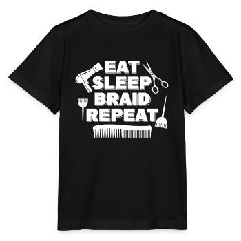 Eat Sleep Braid Hairdresser Hairstylist - Stanley/Stella MINI CREATOR Kids’ T-Shirt - black - Front - Mikhail (115cm)