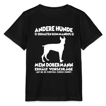 Drôle de chien Dressage Motif Doberman Propriétaire de chien - T-shirt bio MINI CREATOR Stanley/Stella Enfant - noir - Devant - Mikhail (115cm)