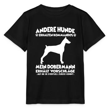 Witziges Obedience Dobermann Hundetraining Hunde - Stanley/Stella Kinder T-Shirt MINI CREATOR  - Schwarz - Vorne - Mikhail (115cm)