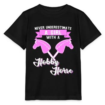 Steckenpferd Mädchen Hobby Horse - Stanley/Stella Kinder T-Shirt MINI CREATOR  - Schwarz - Vorne - Mikhail (115cm)