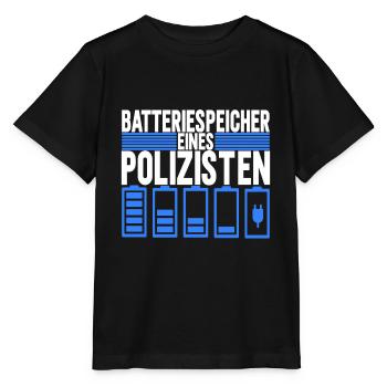 Polizei Polizist - Stanley/Stella Kinder T-Shirt MINI CREATOR  - Schwarz - Vorne - Mikhail (115cm)