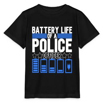 Polizei Polizist - Stanley/Stella Kinder T-Shirt MINI CREATOR  - Schwarz - Vorne - Mikhail (115cm)