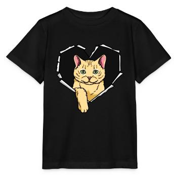Cat CrackEd Hole Heart Cats - Stanley/Stella MINI CREATOR Kids’ T-Shirt - black - Front - Mikhail (115cm)