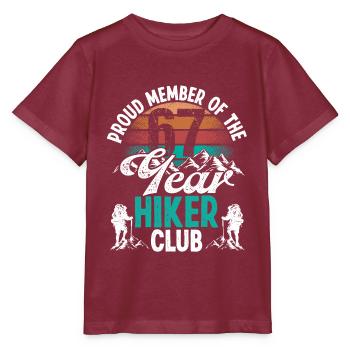 67 Year Old Hiker Mountains Hiking Birthday 67 - Stanley/Stella MINI CREATOR Kids’ T-Shirt - burgundy - Front - Kain (125cm)